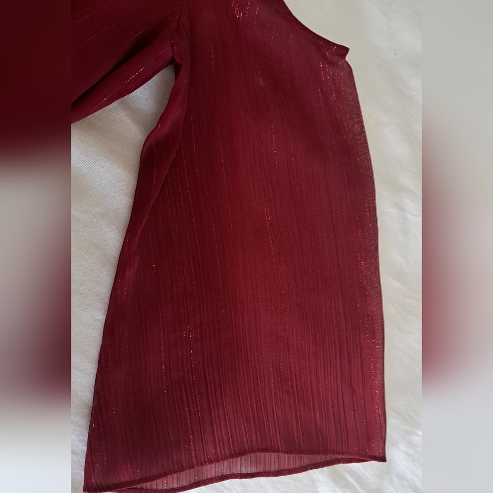 Rachel Zoe burgundy metallic cold shoulder blouse S - Picture 12 of 15